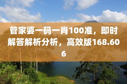 管家婆一码一肖100准，即时解答解析分析，高效版168.606