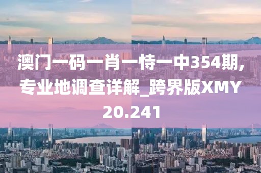 澳门一码一肖一恃一中354期,专业地调查详解_跨界版XMY20.241