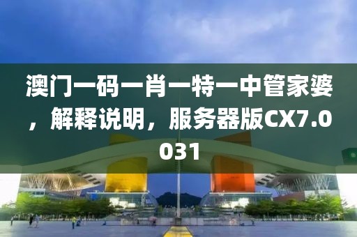 澳门一码一肖一特一中管家婆，解释说明，服务器版CX7.0031