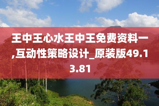 王中王心水王中王免费资料一,互动性策略设计_原装版49.13.81