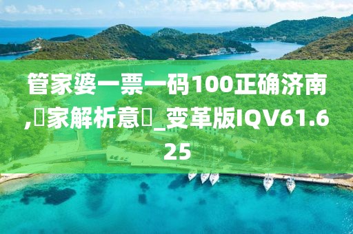 管家婆一票一码100正确济南,專家解析意見_变革版IQV61.625
