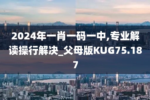2024年一肖一码一中,专业解读操行解决_父母版KUG75.187
