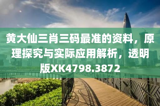 黄大仙三肖三码最准的资料，原理探究与实际应用解析，透明版XK4798.3872