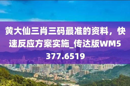 黄大仙三肖三码最准的资料，快速反应方案实施_传达版WM5377.6519
