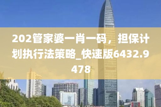 202管家婆一肖一码，担保计划执行法策略_快速版6432.9478