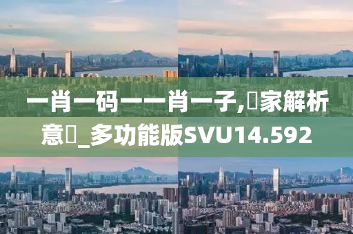 一肖一码一一肖一子,專家解析意見_多功能版SVU14.592