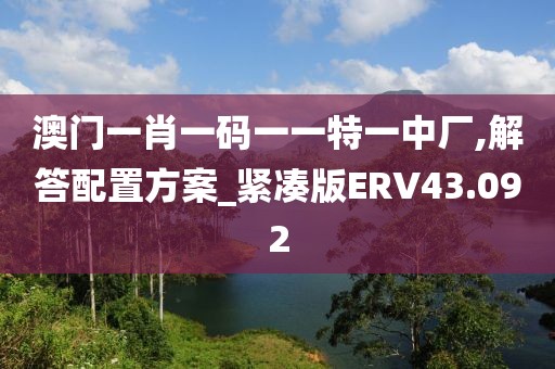 澳门一肖一码一一特一中厂,解答配置方案_紧凑版ERV43.092